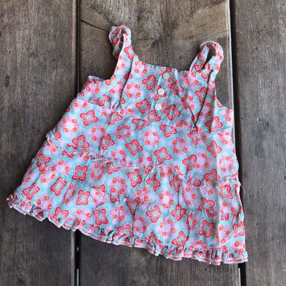Icky Baby Girls Tank Top Size 12 Months Mint Orange Pink Swing Ruffle Silk Blend - Picture 6 of 6